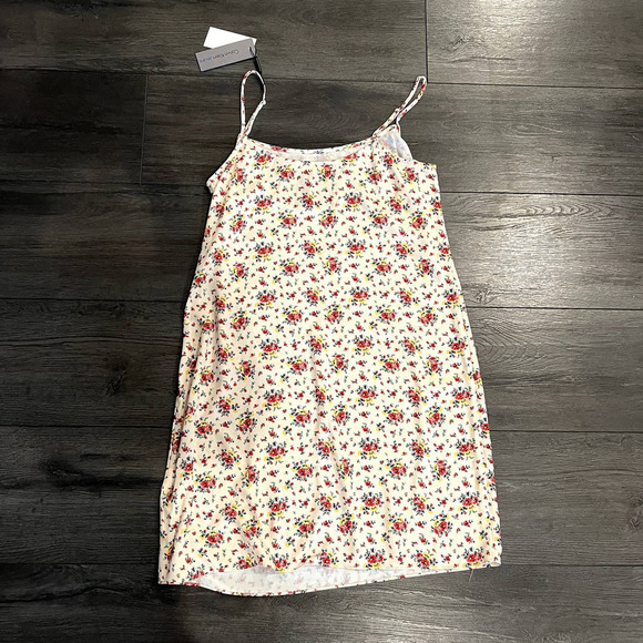 NWT Calvin Klein Jeans Cream Ditsy Floral Sleeveless Mini Dress Size Small - Picture 3 of 5